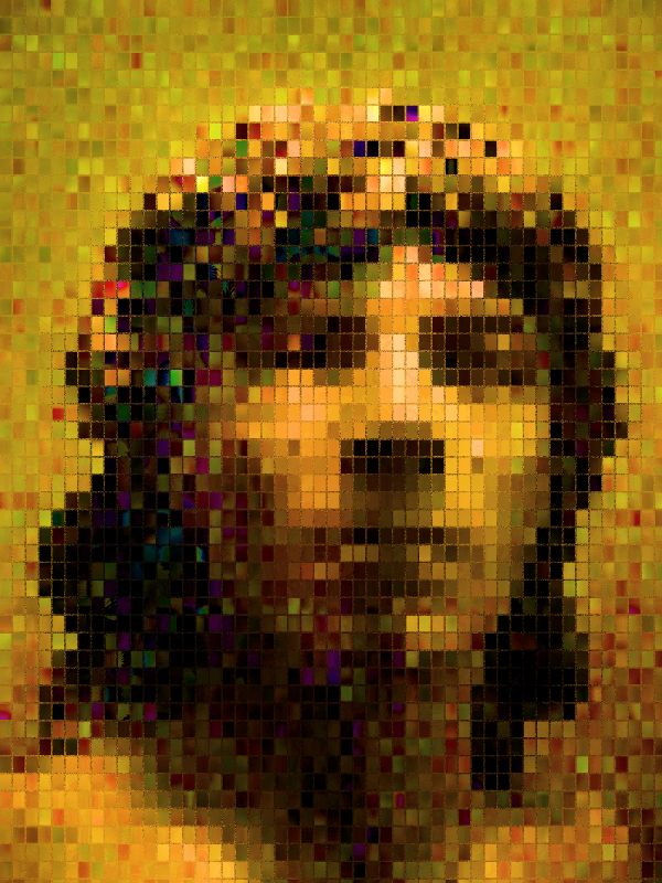 Portrait made from colored tiles - by Tony Karp